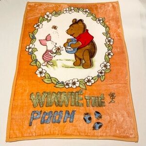 Vintage Monte Carlo Winnie The Pooh & Piglet Plush Baby Blanket